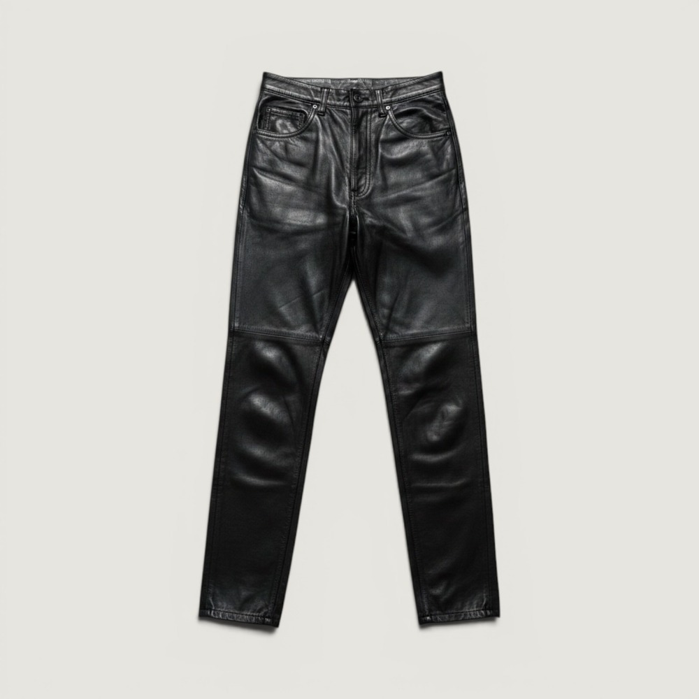 Amati Black VTG Genuine Leather Pants High Waist Straight Leg Argentina‎ Size 3